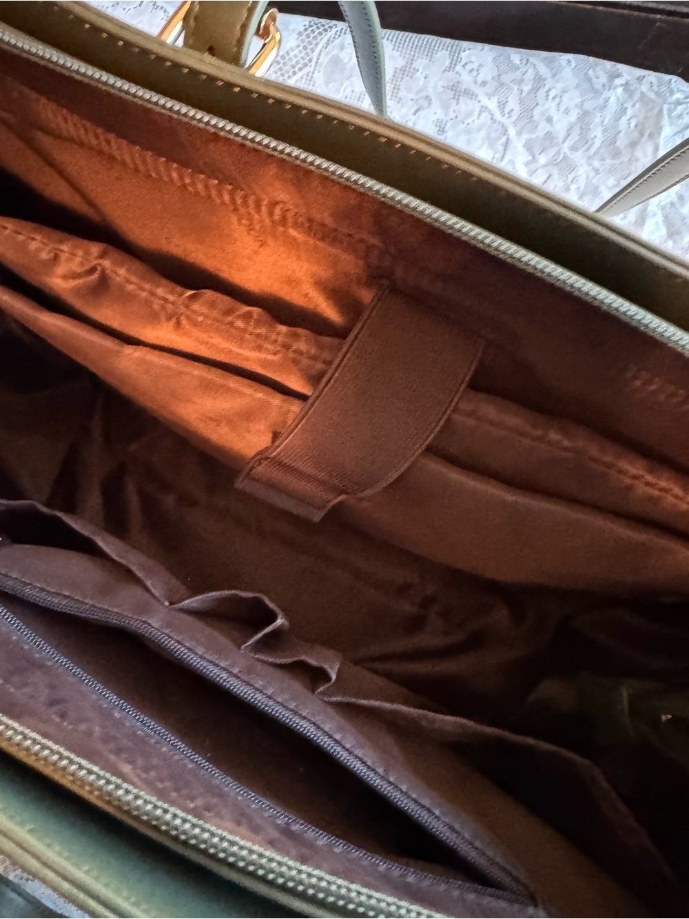 Women’s Olive 15.6 Laptop Tote with Removable Shoulder Strap - Picture 7 of 10